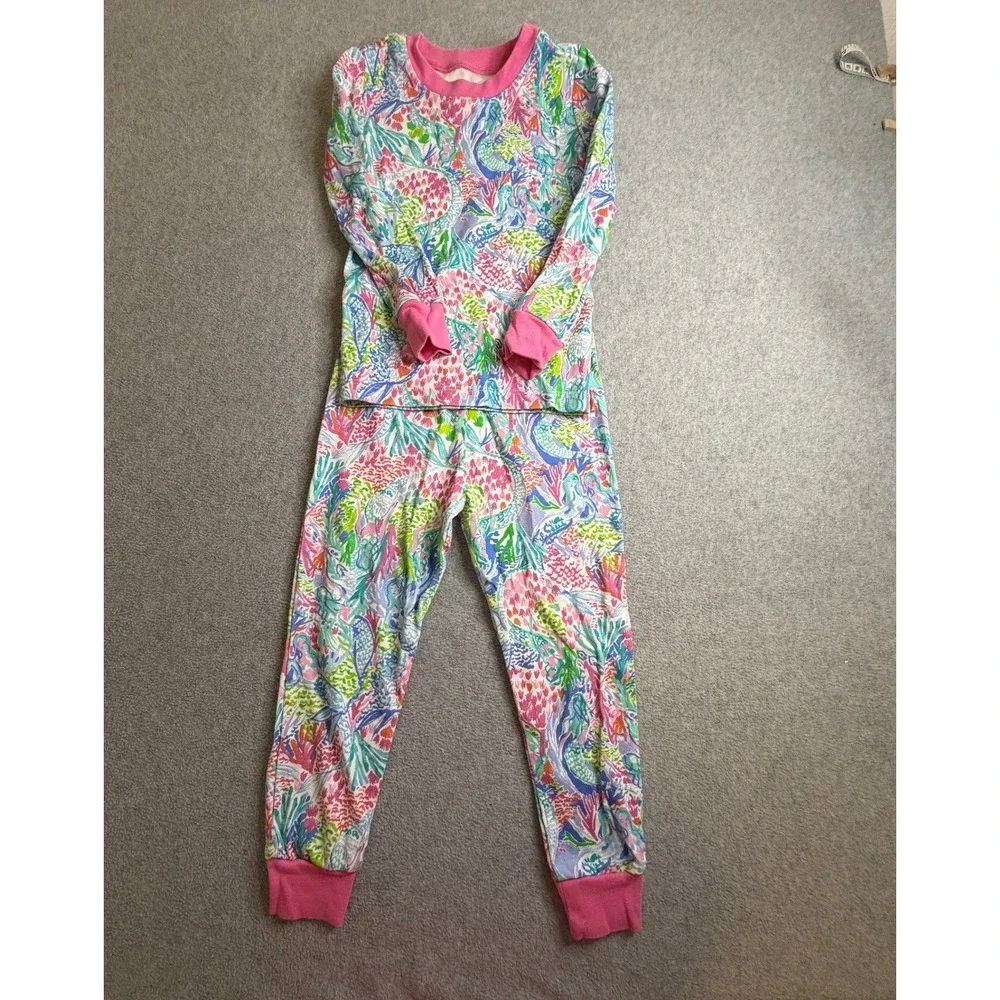 Lilly Pulitzer Pottery Barn Kids Mermaid Pajama Set Pink Blue Girls Size 4